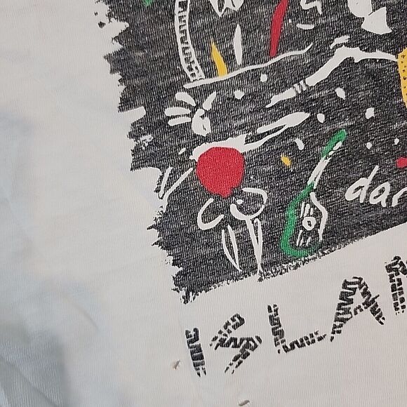 Vintage ONEITA PowerT Duppywear Jamaican TShirt Island Style White Single Stitch - Picture 11 of 16